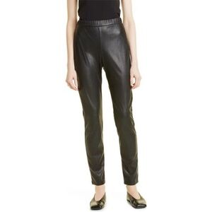 NWT Max Mara Leisure Women's Black High Rise Ranghi Faux Leather Legging Pants
